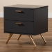 Baxton Studio Kelson Modern and Contemporary Dark Grey and Gold Finished Wood 2-Drawer Nightstand - BSOLV19ST1924-Dark Grey-NS