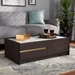 Baxton Studio Walker Modern and Contemporary Dark Brown and Gold Finished Wood Coffee Table with Faux Marble Top - BSOLV25CFT2514-Modi Wenge/Marble-CT