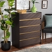 Baxton Studio Walker Modern and Contemporary Dark Brown and Gold Finished Wood 5-Drawer Chest with Faux Marble Top - BSOLV25COD25230-Modi Wenge/Marble-5DW-Chest