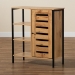 Baxton Studio Vander Modern and Contemporary Oak Brown Finished Wood and Black Finished Metal 1-Door Shoe Storage Cabinet - BSOMP008-Wotan Oak-Shoe Cabinet