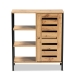 Baxton Studio Vander Modern and Contemporary Oak Brown Finished Wood and Black Finished Metal 1-Door Shoe Storage Cabinet - BSOMP008-Wotan Oak-Shoe Cabinet