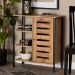 Baxton Studio Vander Modern and Contemporary Oak Brown Finished Wood and Black Finished Metal 1-Door Shoe Storage Cabinet - BSOMP008-Wotan Oak-Shoe Cabinet
