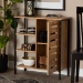 Baxton Studio Vander Modern and Contemporary Oak Brown Finished Wood and Black Finished Metal 1-Door Shoe Storage Cabinet - BSOMP008-Wotan Oak-Shoe Cabinet