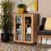 Baxton Studio Mason Modern and Contemporary Oak Brown Finished Wood 2-Door Storage Cabinet with Glass Doors - BSOB12-Wotan Oak