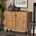 Baxton Studio Winda Modern and Contemporary Oak Brown Finished Wood 2-Door Shoe Cabinet - BSOSC864572 B-Wotan Oak