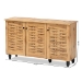 Baxton Studio Winda Modern and Contemporary Oak Brown Finished Wood 3-Door Shoe Cabinet - BSOSC864573 B-Wotan Oak