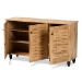 Baxton Studio Winda Modern and Contemporary Oak Brown Finished Wood 3-Door Shoe Cabinet - BSOSC864573 B-Wotan Oak