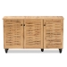 Baxton Studio Winda Modern and Contemporary Oak Brown Finished Wood 3-Door Shoe Cabinet - BSOSC864573 B-Wotan Oak
