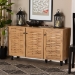 Baxton Studio Winda Modern and Contemporary Oak Brown Finished Wood 3-Door Shoe Cabinet - BSOSC864573 B-Wotan Oak