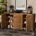 Baxton Studio Winda Modern and Contemporary Oak Brown Finished Wood 3-Door Shoe Cabinet - BSOSC864573 B-Wotan Oak