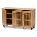 Baxton Studio Fernanda Modern and Contemporary Oak Brown Finished Wood 3-Door Shoe Cabinet - BSOSC864573 A-Wotan Oak