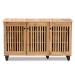 Baxton Studio Fernanda Modern and Contemporary Oak Brown Finished Wood 3-Door Shoe Cabinet - BSOSC864573 A-Wotan Oak