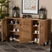 Baxton Studio Fernanda Modern and Contemporary Oak Brown Finished Wood 3-Door Shoe Cabinet - BSOSC864573 A-Wotan Oak