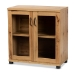 Baxton Studio Zentra Modern and Contemporary Oak Brown Finished Wood 2-Door Storage Cabinet with Glass Doors