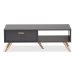 Baxton Studio Kelson Modern and Contemporary Dark Grey and Gold Finished Wood Coffee Table - BSOLV19CFT1914-Dark Grey-CT