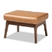 Baxton Studio Bianca Mid-Century Modern Walnut Brown Finished Wood and Tan Faux Leather Effect 2-Piece Lounge chair and Ottoman Set - BSOBianca-Tan/Walnut Brown-2PC Set
