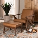 Baxton Studio Bianca Mid-Century Modern Walnut Brown Finished Wood and Tan Faux Leather Effect 2-Piece Lounge chair and Ottoman Set - BSOBianca-Tan/Walnut Brown-2PC Set