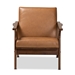 Baxton Studio Bianca Mid-Century Modern Walnut Brown Finished Wood and Tan Faux Leather Effect Lounge Chair - BSOBianca-Tan/Walnut Brown-CC