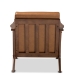 Baxton Studio Bianca Mid-Century Modern Walnut Brown Finished Wood and Tan Faux Leather Effect Lounge Chair - BSOBianca-Tan/Walnut Brown-CC