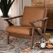 Baxton Studio Bianca Mid-Century Modern Walnut Brown Finished Wood and Tan Faux Leather Effect Lounge Chair - BSOBianca-Tan/Walnut Brown-CC