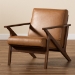 Baxton Studio Bianca Mid-Century Modern Walnut Brown Finished Wood and Tan Faux Leather Effect Lounge Chair - BSOBianca-Tan/Walnut Brown-CC