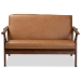 Baxton Studio Bianca Mid-Century Modern Walnut Brown Finished Wood and Tan Faux Leather Effect Loveseat - BSOBianca-Tan/Walnut Brown-LS