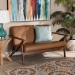 Baxton Studio Bianca Mid-Century Modern Walnut Brown Finished Wood and Tan Faux Leather Effect Loveseat - BSOBianca-Tan/Walnut Brown-LS