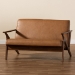 Baxton Studio Bianca Mid-Century Modern Walnut Brown Finished Wood and Tan Faux Leather Effect Loveseat - BSOBianca-Tan/Walnut Brown-LS