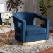 Baxton Studio Neville Modern Luxe and Glam Navy Blue Velvet Fabric Upholstered and Gold Finished Metal Armchair - BSOTSF-6743-Navy Velvet/Gold-CC