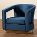 Baxton Studio Neville Modern Luxe and Glam Navy Blue Velvet Fabric Upholstered and Gold Finished Metal Armchair - BSOTSF-6743-Navy Velvet/Gold-CC