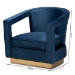 Baxton Studio Neville Modern Luxe and Glam Navy Blue Velvet Fabric Upholstered and Gold Finished Metal Armchair - BSOTSF-6743-Navy Velvet/Gold-CC