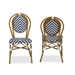 Baxton Studio Alaire Classic French Indoor and Outdoor Blue and White Bamboo Style Stackable 2-Piece Bistro Dining Chair Set - BSOWA-4094V-White/Blue-DC