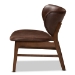 Baxton Studio Marcos Mid-Century Modern Dark Brown Faux Leather Effect and Walnut Brown Finished Wood Living Room Accent Chair - BSOWM5002-Dark Brown/Walnut-CC