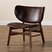 Baxton Studio Marcos Mid-Century Modern Dark Brown Faux Leather Effect and Walnut Brown Finished Wood Living Room Accent Chair - BSOWM5002-Dark Brown/Walnut-CC