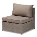 Baxton Studio Haina Modern and Contemporary Grey Fabric Upholstered and Grey Finished Synthetic Rattan 6-Piece Patio Set - BSOMLM-210592-Light Grey