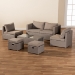 Baxton Studio Haina Modern and Contemporary Grey Fabric Upholstered and Grey Finished Synthetic Rattan 6-Piece Patio Set - BSOMLM-210592-Light Grey