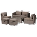Baxton Studio Haina Modern and Contemporary Grey Fabric Upholstered and Grey Finished Synthetic Rattan 6-Piece Patio Set - BSOMLM-210592-Light Grey
