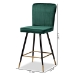 Baxton Studio Preston Modern Luxe and Glam Green Velvet Fabric Upholstered and Two-Tone Black and Gold Finished Metal 2-Piece Bar Stool Set - BSODC179-Emerald Green Velvet/Gold-BS