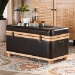 Baxton Studio Gendry Modern Rustic Transitional Dark Brown Faux Leather Upholstered and Oak Brown Finished Wood Large Storage Ottoman - BSOJY20B054L-Dark Brown-Large Otto
