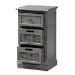 Baxton Studio Sheldon Modern and Contemporary Vintage Grey Finished Wood and Synthetic Rattan 3-Drawer End Table - BSOJY20B072-Grey-ET