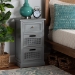 Baxton Studio Sheldon Modern and Contemporary Vintage Grey Finished Wood and Synthetic Rattan 3-Drawer End Table - BSOJY20B072-Grey-ET