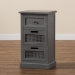 Baxton Studio Sheldon Modern and Contemporary Vintage Grey Finished Wood and Synthetic Rattan 3-Drawer End Table - BSOJY20B072-Grey-ET