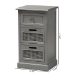 Baxton Studio Sheldon Modern and Contemporary Vintage Grey Finished Wood and Synthetic Rattan 3-Drawer End Table - BSOJY20B072-Grey-ET