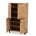 Baxton Studio Winda Modern and Contemporary Oak Brown Finished Wood 4-Door Shoe Storage Cabinet - BSOSC864574 B-Wotan Oak