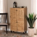Baxton Studio Winda Modern and Contemporary Oak Brown Finished Wood 4-Door Shoe Storage Cabinet - BSOSC864574 B-Wotan Oak