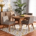 Baxton Studio Nexus Mid-Century Modern Gravel Fabric Upholstered and Walnut Brown Finished Wood 5-Piece Dining Set - BSOBBT5280-Gravel/Walnut-5PC Dining Set