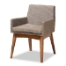 Baxton Studio Dorina Mid-Century Modern Gravel Fabric Upholstered and Walnut Brown Finished Wood 5-Piece Dining Set - BSOBBT5281-Gravel/Walnut-5PC Dining Set