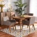 Baxton Studio Dorina Mid-Century Modern Gravel Fabric Upholstered and Walnut Brown Finished Wood 5-Piece Dining Set - BSOBBT5281-Gravel/Walnut-5PC Dining Set