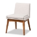 Baxton Studio Nexus Mid-Century Modern Greyish Beige Fabric Upholstered and Walnut Brown Finished Wood 5-Piece Dining Set - BSOBBT5280-Greyish Beige/Walnut-5 PC Dining Set