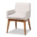 Baxton Studio Dorina Mid-Century Modern Greyish Beige Fabric Upholstered and Walnut Brown Finished Wood 5-Piece Dining Set - BSOBBT5281-Greyish Beige/Walnut-5PC Dining Set